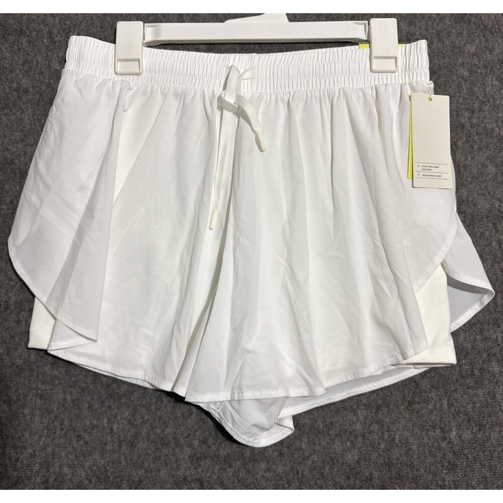 All In Motion Women's Shorts Activewear 3" Inseam Woven White Medium